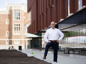 Eric Dillon, CEO of Conexus Credit Union, outside the new Conexus building in Wascana Centre.