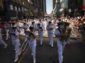 Members of the Royal Canadian Navy take part in the 2019 Pride Parade in Toronto, Saturday, June 23, 2019.