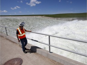 The Gardiner Dam, which helps form Lake Diefenbaker.