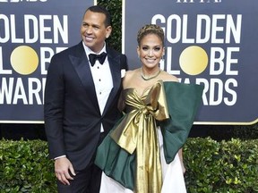 Alex Rodriguez and Jennifer Lopez attend the 77th Annual Golden Globe Awards at The Beverly Hilton Hotel on January 05, 2020 in Beverly Hills, California.