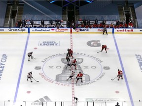 The Edmonton Oilers and Chicago Blackhawks face off Wednesday to begin the third period of an NHL qualification-round game in the Alberta capital.