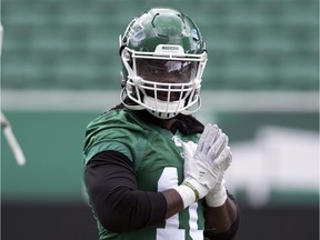 Saskatchewan Roughriders linebacker Solomon Elimimian during practice at Mosaic Stadium in 2019. TROY FLEECE / Regina Leader-Post