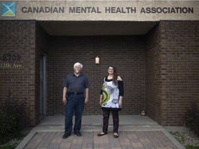 Dave Nelson and Rebecca Rackow stand for a portrait at the Canadian Mental Health Association's Saskatchewan branch in Regina , Thursday, August, 13, 2020.