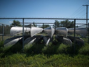 The canoe lockup belonging to Regina Public Schools is seen on Pasqua Street in Regina, Saskatchewan on August 18, 2020. Five canoes were recently stolen from the lockup.