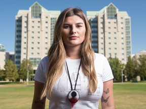 Tracie Léost stands on campus at the University of Regina on Sept. 11, 2020.