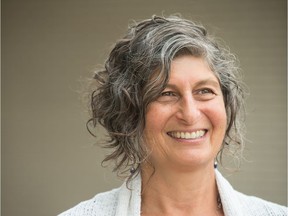 Rhonda Rosenberg, the executive director of the Multicultural Council of Saskatchewan, stands outside the council's office on Albert Street in Regina, Saskatchewan on Sept. 14, 2020.