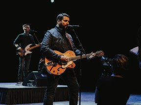 Saskatoon country musician Brock Andrews and his band film a music video at TCU Place in late August of 2020. Andrews said he didn't think the project would have been possible in a year without the COVID-19 pandemic and the support of local businesses in Saskatoon.