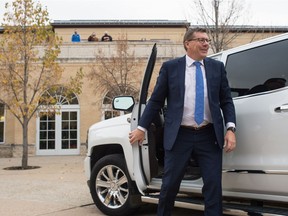 Saskatchewan Party leader and current premier Scott Moe arrives at Government House to meet with Lieutenant Governor Russ Mirasty on the day of the provincial election call in Regina, Saskatchewan on Sept. 29, 2020.