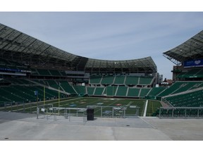 Mosaic Stadium sits empty during the COVID-19 pandemic.