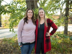 REGINA, SASK : October 3, 2020  -- Mandy Hislop, left, and Christie Hislop stand together near the Walter Scott Building in Regina, Saskatchewan on Oct. 3, 2020. Both have experienced perinatal loss and were on hand for a walk to raise awareness for perinatal loss hosted by the Twinkle Star Project.

BRANDON HARDER/ Regina Leader-Post