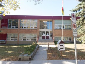 Marion McVeety School is shown in Regina, Saskatchewan on Oct. 7, 2020. The school closed out of precaution after a staff member tested positive for COVID-19.