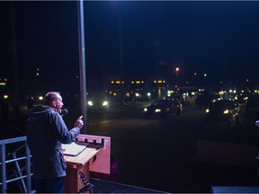 Saskatchewan New Democratic Party leader Ryan Meili speaks at an NDP rally and outdoor concert at Evraz Place in Regina.