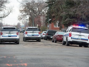 olice vehicles are shown at the scene of a what police termed an "operation" on the 1800 block of Halifax Street in Regina, Saskatchewan on Oct. 29, 2020. Roads around the area were blocked for part of the morning while the operation was ongoing.