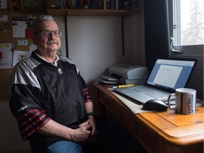 Dale Richter, shown at his home in Regina, has researched the histories of Regina Rugby Club and Regina Roughriders players and executives who served in the world wars.