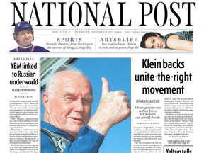 The front page of the first edition of the National Post.