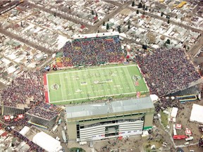 Aerial photograph of Taylor Field on Nov. 19, 1995, when the first Regina-based Grey Cup game was played.