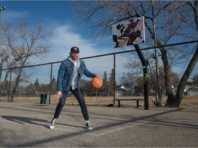 Justin Lee is shown on what he refers to as the "iconic" basketball courts behind Sheldon-Williams Collegiate.