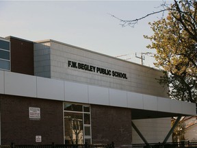 Windsor's Begley Public School is shown Nov. 18, 2020. The school is closed for at least two weeks due to a COVID-19 outbreak.