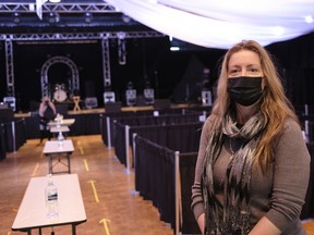 Heather Gaber, owner, stands in the Turvey Centre's main room. A COVID19 case associated with a theatre group that used the Turvey Centre occurred, but the SHA did not inform Gaber.