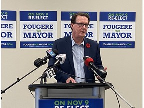 Incumbent Regina mayor Michael Fougere outlined his plans for dealing with mental health and addictions on Thursday.