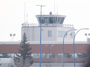 The air traffic control tower at the Regina International Airport.