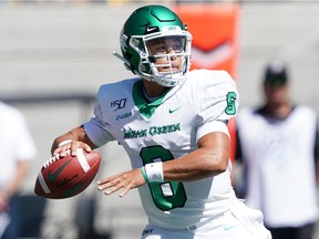 Quarterback Mason Fine, shown with the North Texas Mean Green in 2019, has signed a three-year contract with the Saskatchewan Roughriders.