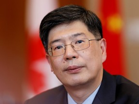 China's ambassador to Canada Cong Peiwu attends a news conference for a small group of reporters at the Chinese Embassy in Ottawa November 22, 2019.