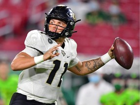 University of Central Florida Knights quarterback Dillon Gabriel is on the Saskatchewan Roughriders' negotiation list.