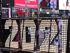 The New Year's Eve numerals are shown on display at Times Square in New York City.