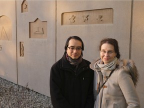 Dr. Tzu-Chiao Chao and Dr. Nicole Hansmeier outside the Riddell Centre at the University of Regina. The researchers are studying the city's sewage to determine rates of COIVD-19 infection as a way to bolster public health data.