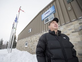 Pinehouse Mayor Mike Natomagan outside the village office in 2019.