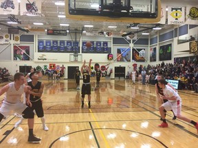 Tyrese Potoma of the Campbell Tartans attempts a free throw against the Raymond Comets at the 2017 Luther Invitational Tournament.
