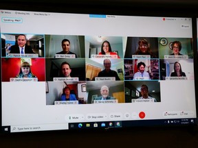 Four teachers from Saskatchewan, along with Saskatchewan Teachers' Federation president Patrick Maze, were among those participating on Jan. 15, 2021 in a virtual meeting with Prime Minister Justin Trudeau. (Photo courtesy Saskatchewan Teachers' Federation)