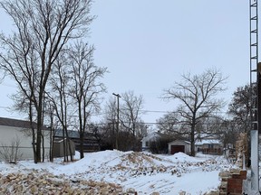 The 105-year-old firewall in Ogema, Sask. was reduced to a pile of rubble after an Alberta Clipper blew through the area on Jan. 13 an 14, 2021. Town of Ogema/Submitted photo