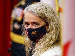 In this file photo, Canada's Governor General Julie Payette prepared to deliver the Throne Speech in the Senate, as Parliament prepared to resume on Sept. 23, 2020.