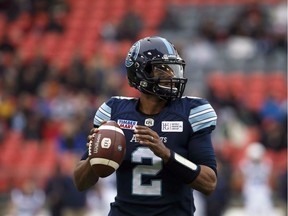 The Saskatchewan Roughriders have re-signed former Toronto Argonauts quarterback James Franklin to a one-year contract on Tuesday.