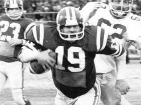 Saskatchewan Roughriders fullback Steve Molnar, who died Saturday at age 73, is shown during the CFL's 1976 Western Conference final against Edmonton. Molnar rushed for a career-high 144 yards in that game to help Saskatchewan win 23-13 at Taylor Field.