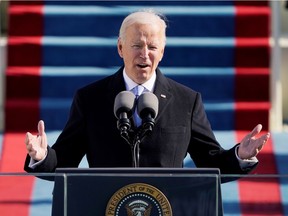 U.S. President Joe Biden speaks during the 59th Presidential Inauguration in Washington, U.S., January 20, 2021. Patrick Semansky/Pool via REUTERS