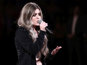 Tenille Arts performs the Canadian national anthem prior to Game Three of the 2019 NBA Finals on June 05, 2019 in Oakland, Calif.