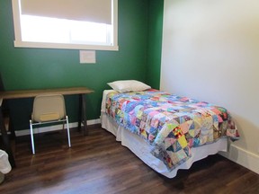 A bedroom at Swift Current's Southwest Youth Emergency Shelter, which is planning to open in April or May 2021 to help youth with addictions treatment.