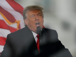 U.S. President Donald Trump speaks during a rally to contest the certification of the 2020 U.S. presidential election results by the U.S. Congress, in Washington, D.C., Jan. 6, 2021.