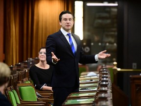 Conservative member of Parliament Pierre Poilievre asks a question during question period in the House of Commons on Parliament Hill in Ottawa on Friday, Oct. 9, 2020.