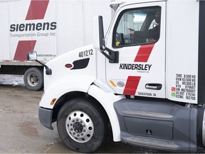A Kindersley Transport Ltd. truck sits in the company's Regina location on Feb. 26, 2021. MICHAEL BELL / Regina Leader-Post
