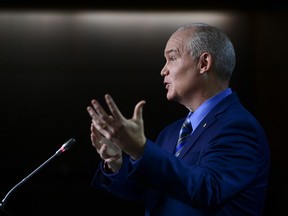 Conservative leader Erin O'Toole holds a press conference on Parliament Hill in Ottawa on Tuesday, March 2, 2021.