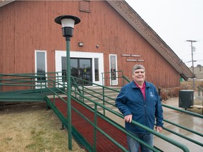 Lumsden Mayor Bryan Matheson stands in front of Lumsden's Centennial Hall in Lumsden, Sask. on March 25, 2021. BRANDON HARDER/ Regina Leader-Post