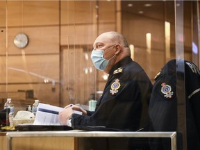 Evan Bray, chief of police, speaks during a Board of Police Commissioners meeting at City Hall.