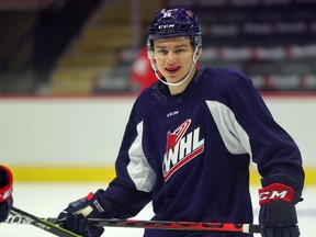 Connor Bedard at the Regina Pats' training camp in March of 2021. Keith Hershmiller Photography.