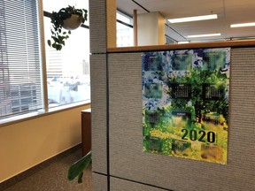 A 2020 calendar is still on display at FCC corporate headquarters in Regina. FCC employees have been working from home for a considerable portion of the COVID-19 pandemic period.