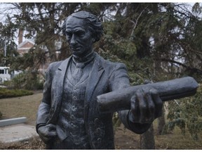 A statue of John A. Macdonald at Victoria Park.