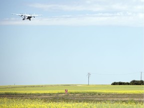 Captain John Hart, team captain for the SkyHawks, takes off from the Moose Jaw municipal airport in this file photo from July 2018.